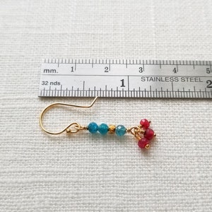 Dainty Apatite and Ruby Dangle Earrings image 7