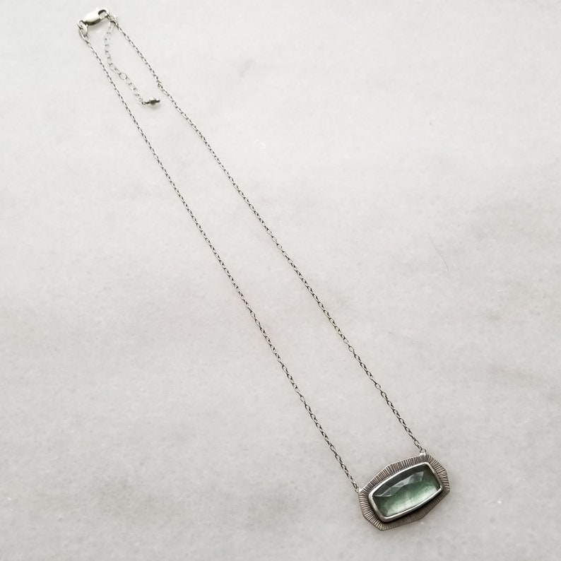 Moss Aquamarine Sterling Silver Amulet Necklace