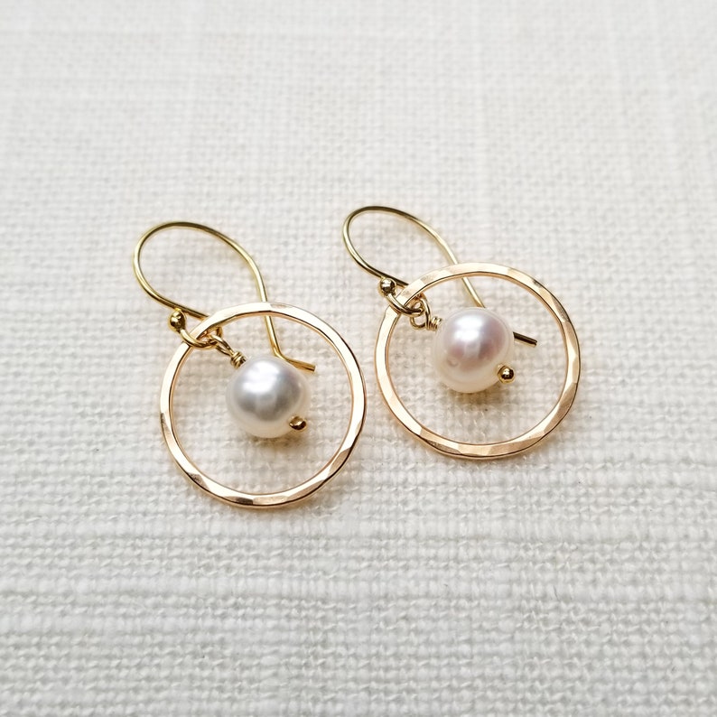 Pearl Halo Earrings, Dainty Earrings, Gifts for Her image 2