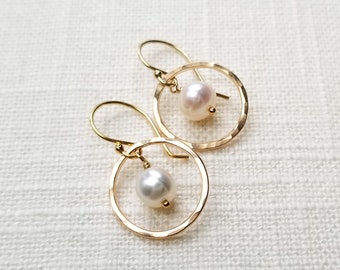 Pearl Halo Earrings, Dainty Earrings, Gifts for Her