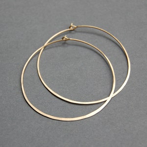 1.75 Hammered Gold Filled or Sterling Silver Hoops, Brushed Matte Finish, Simple Everyday Hoops, Minimalist Hoops, Classic Hoops image 4