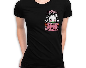 Nezuko Kamado In a Pocket Kimetsu no Yaiba T-Shirt, Men's Women's Sizes