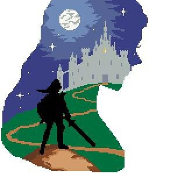 Digital cross stitch silhouette design "Hero's Journey" inspired by the Legend of Zelda games. PATTERN ONLY