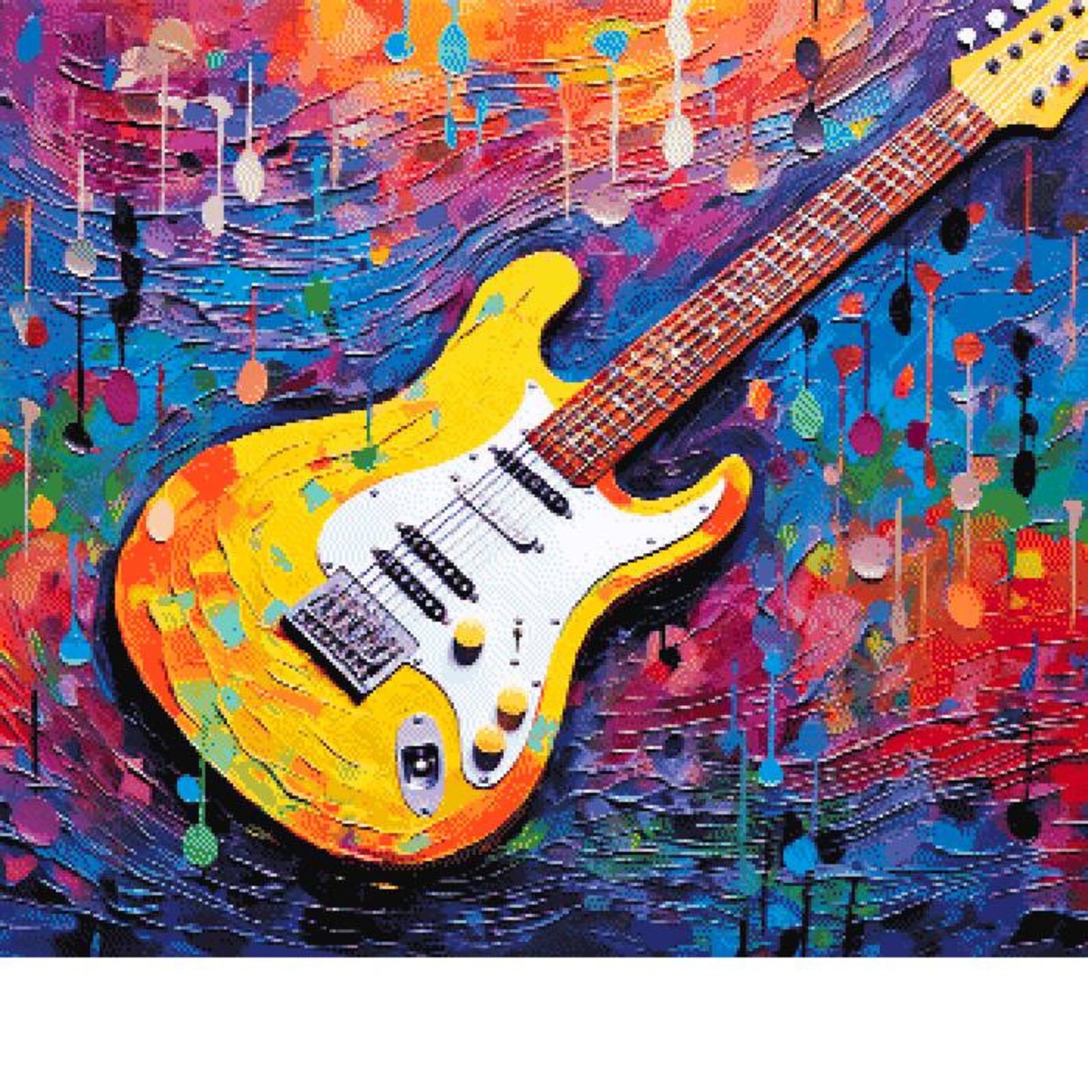 Pattern "paint Splat Electric Guitar" Full-coverage, Cross Stitch ...