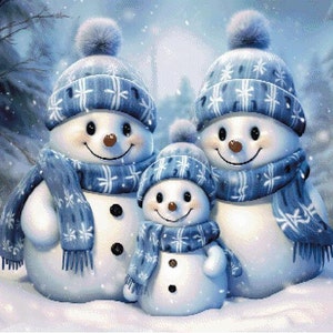 Pattern &quot;Snow Family&quot; cross stitch pattern, 92 colors, over 100,000 stitches! PATTERN ONLY