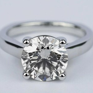 Certified Lab Grown Round Cut Diamond Ring  14kt Solid White Gold