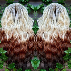 Extra Ombre Curls Dreads: Ash Silver to Blonde Natural Hair Extensions, Long dread; Natural Blond Hair Facture Dreadlocks