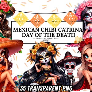 Catrina Clipart, mexikanische Catrina Clipart, Tag des Todes, mexikanisches Chibi Girl, mexikanische Clipart, Mexikanische Kunst, DÃa de los Muertos, Halloween, Me