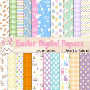 Ostern Digitale Papiere | Ostereier | Ostern Bunte Muster | Osterhasen | Scrapbook Papier | Osterküken | Kinder Ostern Basteln