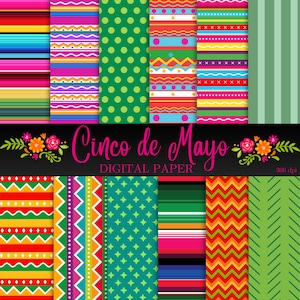 Carta digitale Cinco de Mayo / Carta digitale Fiesta Mexican / Motivi messicani / Carta digitale messicana / Motivi per album messicani