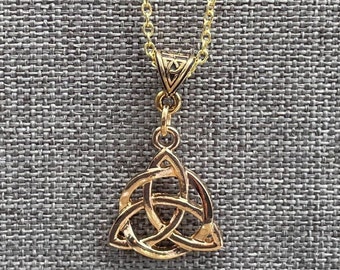 Gold Trinity Knot Celtic Necklace