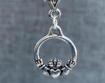 Tiny Claddagh Necklace. Irish Celtic Jewelry.