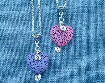 Lava Heart Necklace. Essential Oil Jewelry.