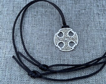 Celtic Cross Necklace. Nylon Adjustable Choker.