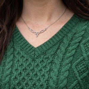 Celtic Trinity Knot Irish Necklace. Minimalist Pendant on Silver Plated Chain.