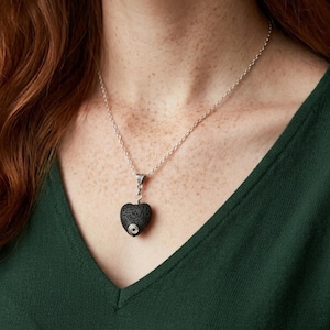 Heart Lava Stone Irish Necklace. Aromatherapy Essential Oil Diffuser Jewelry.
