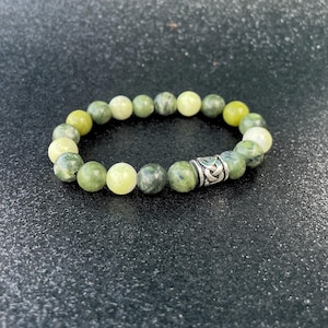 Connemara Marble Large Beaded Elastic Bracelet – Natural Irish Stone Jewelry.