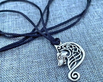 Celtic Dragon Necklace. Nylon Adjustable Choker.