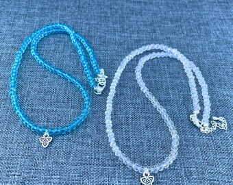 Gemstone Faceted Choker with Trinity Knot Charm