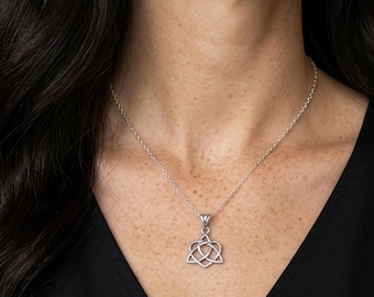 Sister Celtic Knot Irish Necklace. Book of Kells Pendant. Silver plate.