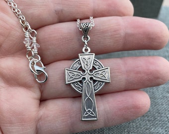 Large Celtic Cross Necklace. Irish Jewelry.