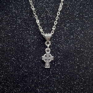 Celtic Cross Irish Necklace. Book of Kells Pendant. Religious Symbol Jewelry. Silver plate.