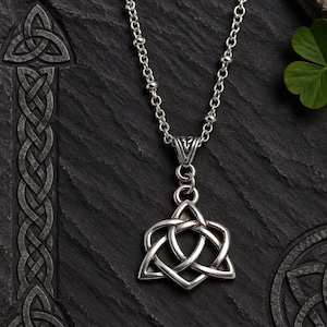 Sister Celtic Knot Irish Necklace. Book of Kells Pendant. Silver plate.