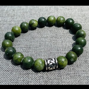 Connemara Marble Large Beaded Elastic Bracelet – Natural Irish Stone Jewelry.