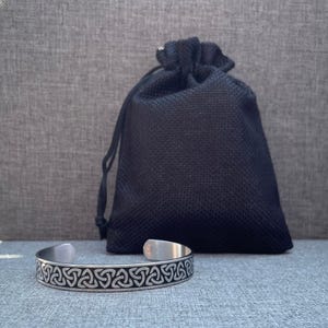 Celtic Trinity Knot Cuff Bracelet. Silver Knotwork Jewelry. Adjustable Cuff.