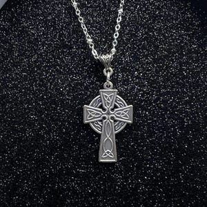 Silver Plated Celtic Cross Necklace. Irish Symbol of Christianity Jewelry.