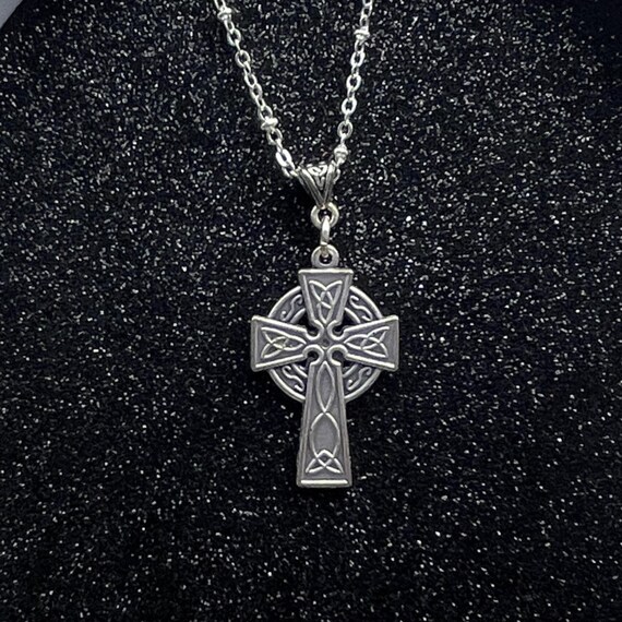 Silver Plated Celtic Cross Necklace. Irish Symbol of Christianity Jewelry.