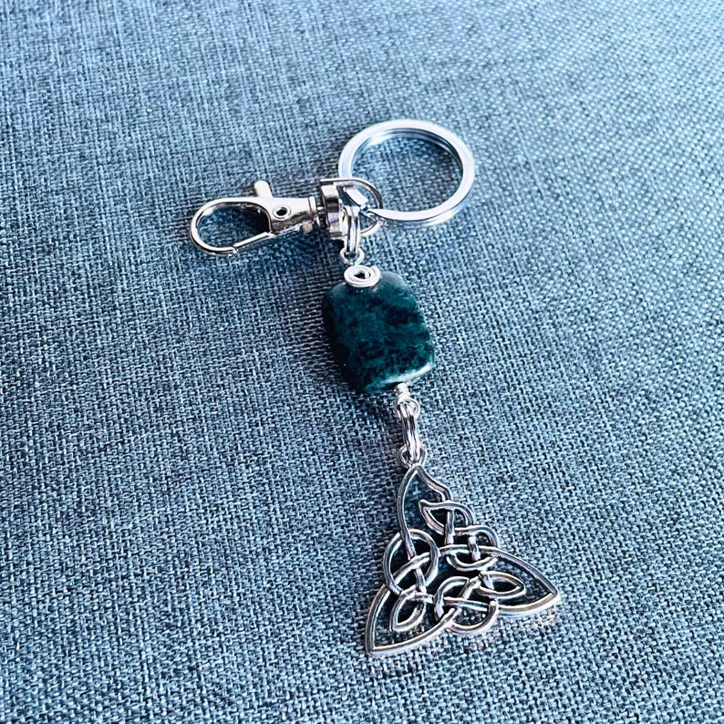 Celtic Trinity Knot Connemara Marble Tassel Purse Key Chain. Irish ...