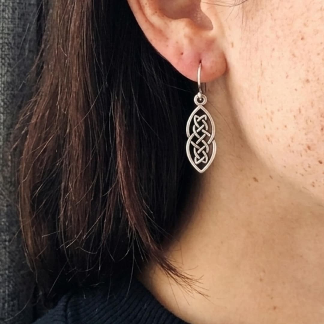 Celtic Sailors Knot Irish Earrings. Sterling Silver French Ear