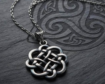 Celtic Dara Knot Irish Necklace. Book of Kells Silver Pendant. Protection Symbol.