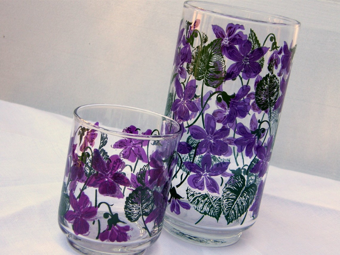Set of 8 Purple Violet Drinking Glasses by Libbey Etsy