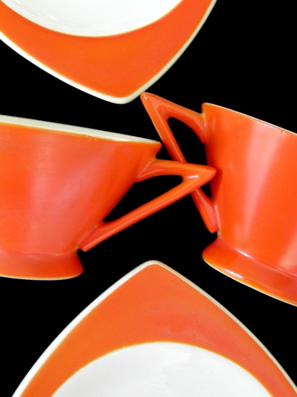 Atomic Art Deco Cups & Saucers: Set of 2 Salem Streamline
