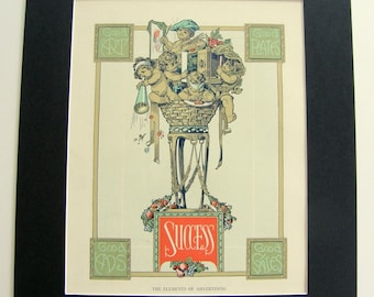 Roaring 20s Art Deco Litho Prints with Mat: Vintage Ads, Spirit of Modern Business & Success - Elements of Advertising