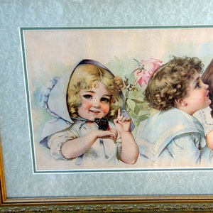 Maud Humphrey Butterfly Time Chromolithograph: Yard Long Print, Signed by Bogart's Mom, 1903, New Frame & Glass, Victorian Children image 2