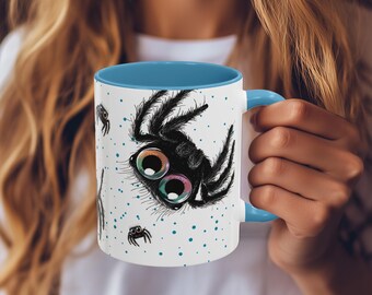 Cute Jumping Spider Love Mug, Quirky Coffee Cup for Spider and Bug Lovers, Gift for Valentines Day, Birthday, Holidays, Spider Lover Gift