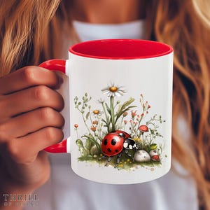 Cute Ladybug Mug - Insect Ceramic Mug, Coffee mug for Bug Lovers, Gift for Valentine Day, Ladybug Birthday gift, Ladybug Tea Cup, Bug Mug