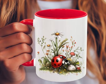 Cute Ladybug Mug - Insect Ceramic Mug, Coffee mug for Bug Lovers, Gift for Valentine Day, Ladybug Birthday gift, Ladybug Tea Cup, Bug Mug