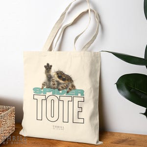 SPIDER  Tote - Cotton Canvas Tote Bag, Spider Lover Gift, Arachnid Bag, Gift for Spider owner, Brave kids tote, Insect Tote, Bug Tote bag