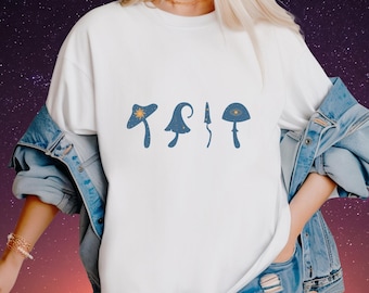 Koszulka Mushroom - Prezent dla miłośników grzybów, Zabawna koszulka Mushroom, Kolorowe grzyby, Casual chic Tee, Ubrania z grzybami, Psychodeliczny urok
