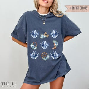 Cowgirl Shirt - Comfort Colors, Cute Daughter Gift, Cowgirl Hat & Boots Shirt Toile de Jouy, Coquette Aesthetic, Western Vibe, Blue bow