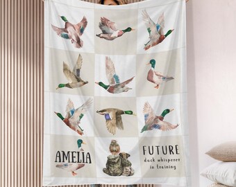 Personalized Mallard Duck blanket - Custom name Baby blanket, Baby Shower Gift, Toddler Birthday Gift, Nature nursery decor, Duck Throw