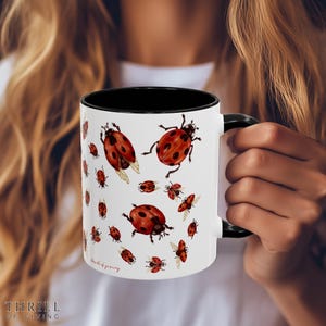 Cute Ladybug Mug - Insect ceramic Mug, Coffee mug for Bug Lovers, Gift for Valentine Day, Ladybug Birthday gift, Ladybug Tea Cup,Bug Mug