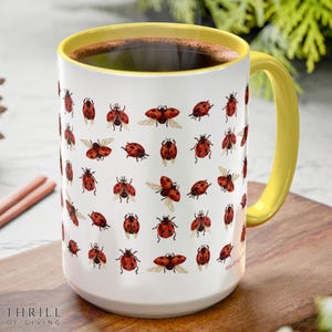Ladybug Mug - Cute Insect Coffee Mug, Fun Coffee mug for Bug Lovers, Gift for Valentine Day, Ladybug Birthday gift, Ladybug Tea Cup, Bug Mug
