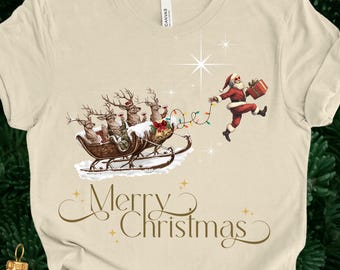 Grappig kerstt-shirt herten | Minimalistisch, casual chic, victoriaanse stijl | Perfect kerstcadeau voor Secret Santa, vrienden en familie