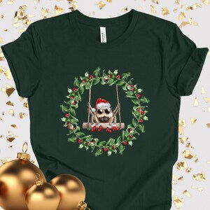 Cute Jumping SPIDER Santa Wreath t-shirt | Minimalist, fun, casual chic shirt | Super gift for Spider lovers and spider pet owners, parents