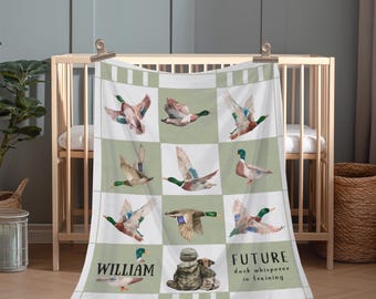 Personalized Mallard Duck blanket - Custom name Baby blanket, Baby Shower Gift, Toddler Birthday Gift, Nature nursery decor, Duck Throw